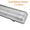 PLAFONIERA STAGNA IP65 2 TUBI LED T8 G13 150CM 2X150cm