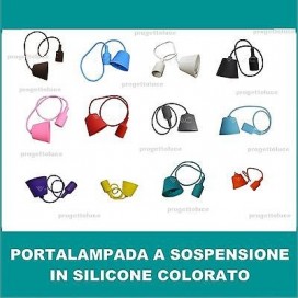 PORTALAMPADA A SOSPENSIONE SOFFITTO IN SILICONE COLORATI E27 VT INTERNO