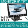 MONITOR LCD 9 POLLICI TOUCH PER TELECAMERA AUTO TELECOMANDO E ALIMENTATORE 2 AV