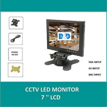  MONITOR LCD DIGITALE 7 TFT PER VIDEOSORVEGLIANZA CCTV AV VGA BNC