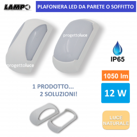 LAMPO ELY12WBIBN PLAFONIERA LED 12W SOFFITTO O PARETE 220V COVER INTERCAMBIABILE