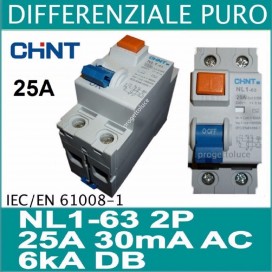 CHINT DIFFERENZIALE PURO 2X25A 30ma AC 2 MODULI DIN 200212