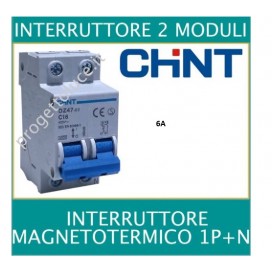 CHINT 328397 MAGNETOTERMICO 2X6A 1P+N 2 MODULI 4500KA