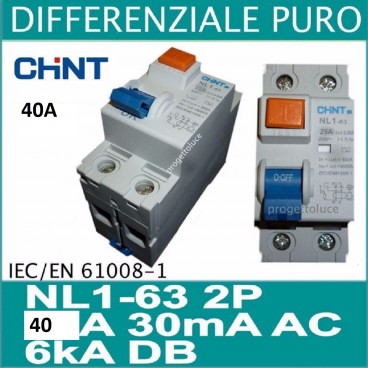 CHINT 61212 SALVAVITA differenziale puro 2 x 40A 30ma AC 2 moduli din chint