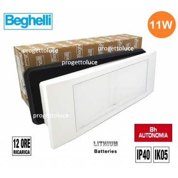 BEGHELLI 1499L LAMPADA EMERGENZA 11W 8H INCASSO COMPLETA NEW BATTERIA A LITIO