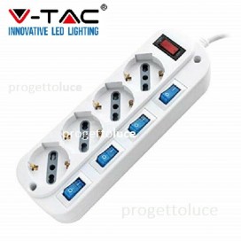 V-TAC Multipresa ciabatta 4 posti bipasso/schuko