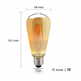 LAMPADA LED FILAMENTO 8W E27 ST64 VINTAGE BULBO CALDA 2700K