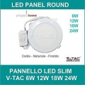 FARO FARETTO LED PANNELLO DA INCASSO SLIM ROTONDO 6W 12W 18W 24W V-TAC