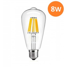 LAMPADA LED FILAMENTO 8W E27 ST64 VINTAGE BULBO LAMPADINA CALDA 2700K