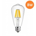 LAMPADA LED FILAMENTO 8W E27 ST64 VINTAGE BULBO LAMPADINA CALDA 2700K