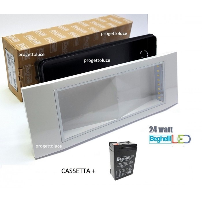 LAMPADA EMERGENZA LED 24W INCASSO E PARETE 50 LED BATTERIA LITIO  (COMPATIBILE CON BEGHELLI)