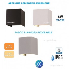 V-TAC | Lampada parete applique led uso esterno interno doppia luce fredda regolabile