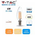 V-TAC LAMPADINE LED E14 4W LAMPADA FILAMENTO CANDELA TRASPARENTE
