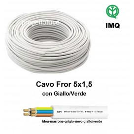 CAVO FILO ELETTRICO MULTIPOLARE SEZIONE 5X1,5 5G1,5 FROR IMQ AL METRO