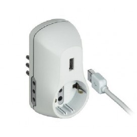 BTICINO S3613DU ADATTATORE B3 1 PRESA TED 2 PRESE 10A+USB ALIMENTATA 5V BIANCO