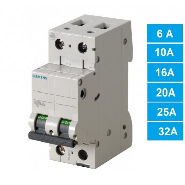 SIEMENS INTERRUTTORE MAGNETOTERMICO 6A 10A 16A 20A 25A 32A 5SL35 1P+N 4500KA