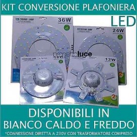 LED PANNELLO KIT SMD LUCE 12W 18W 24W 36W CONVERSIONE PLAFONIERA VECCHIO NEON