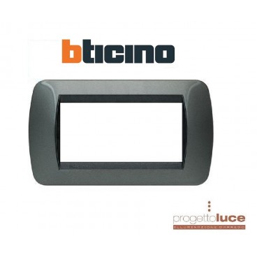 BTICINO L4804AC placca 4 moduli - acciaio scuro - materiale metallo