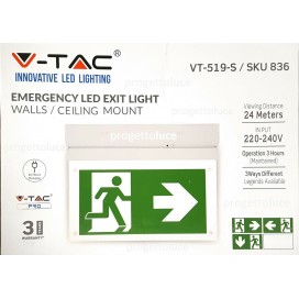 V-TAC VT-519 LAMPADA EMERGENZA LED BANDIERA 160 lm 6000K SA SE ANTI BLACK OUT