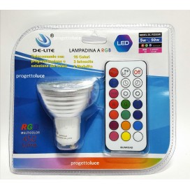 Lampadina faretto led GU10 4W RGB Multicolor con telecomando 21 funzioni