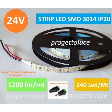 STRISCIA LED 1200LED VIVA SMD Bobina 5mt Strip 3014 24V ALTA LUMINOSITA' IP20