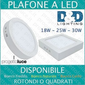 PANNELLO PLAFONIERA FARETTO FARO LED ROTONDO QUADRATO 12W 18W 24W PER ESTERNO