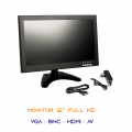 MONITOR 12" POLLICI FULL 1080P COLORI AV VGA HDMI BNC VIDEOSORVEGLIANZA VIDEO PC