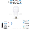 V-TAC SMART VT-5117 LAMPADINA LED WI-FI E27 15W BULB A65 RGB+W 4IN1 DIMMERABILE