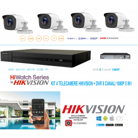 KIT VIDEOSORVEGLIANZA AHD DVR 8 CANALI 4 TELECAMERE 2 MPX HIKVISION