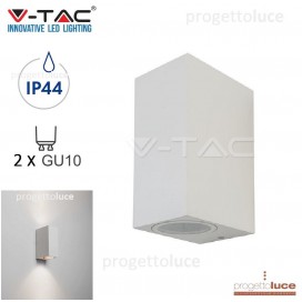 V-TAC VT-7652 PORTALAMPADA DOPPIA EMISSIONE DA MURO PER 2 GU10 IP44 APPLIQUE