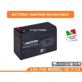 BATTERIA TAMPONE RICARICABILE ULTRA HILTRON 12V 7Ah CENTRALE ANTIFURTO ALLARME