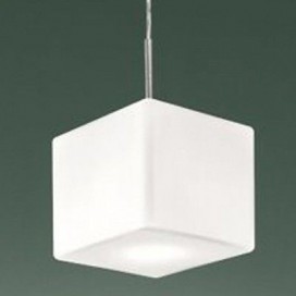 Leucos Cubi 16 - Lampada a sospensione con diffusore in vetro bianco