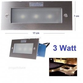 FARETTO INCASSO SEGNAPASSO APPLIQUE LED 3W WATT BIANCO FREDDO