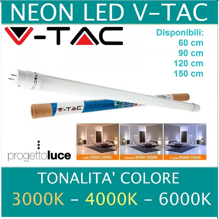 V-TAC VT-9077 SMD TUBO LED NANO PLASTIC T8 G13 14W LAMPADINA 90CM