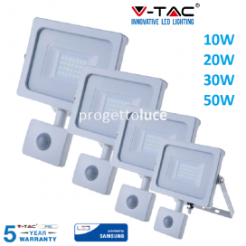 V-TAC FARO FARETTO LED SMD 10W 20W 30W 50W SENSORE SLIM DA ESTERNO IP65