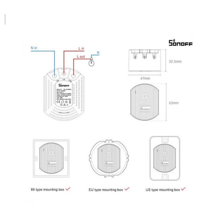 Interruttore smart dimmer switch WiFi SONOFF D1