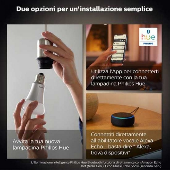 PHILIPS LIGHTING HUE KIT LAMPADINA E27 DIMMERABILE 9W CON TELECOMANDO