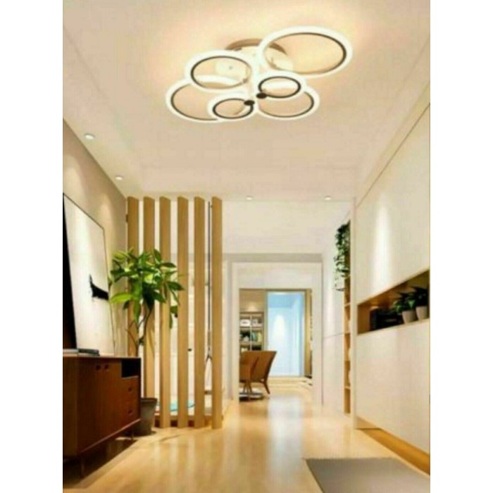 Lampadario Plafoniera LED a soffitto a sospensione moderno cerchi 51w Bianco