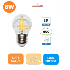 V-TAC LAMPADINA LED E27 6W LAMPADA FILAMENTO MINIGLOBO G45 SFERA BULB