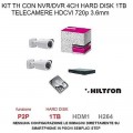 KIT VIDEOSORVEGLIANZA TVCC HD 2 TELECAMERE3.6mm HDCVI+ NVR/DVR + HARD DISK 1TB