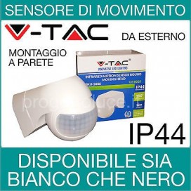 SENSORE DI MOVIMENTO PIR AD INFRAROSSI A PARETE PER ESTERNO 230V V-TAC VT-8028