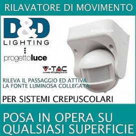 SENSORE V-TAC MOVIMENTO INFRAROSSI PER CREPUSCOLARE RILEVA PRESENZA LUCI LAMPADE