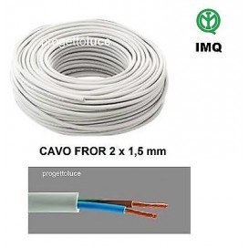 2 metri CAVO ELETTRICO ANTIFIAMMA GOMMATO GRIGIO TUTOR 2x1,5 mmq FROR, 