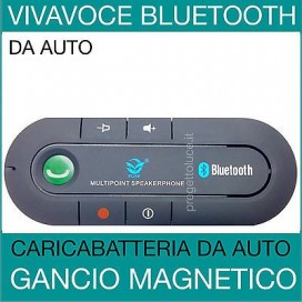 KIT VIVAVOCE BLUETOOTH V4.0 PER AUTO TRASMETTITORE UNIVERSALE SUPPORTO CALAMITA