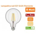 LAMPADINA LED FILAMENTO E27 8W GLOBO G125 1160 LUMEN iperlux