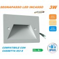 SEGNAPASSO LED RETTANGOLARE COLORE BIANCO MONTAGGIO A INCASSO 503E 3W DA ESTERNO