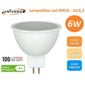 10 PEZZI LAMPADINA SMD LED GU5.3 MR16 6W 12V UNIVERSO FARETTO SPOTLIGHT 600 LM