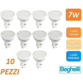 10 PEZZI LAMPADA LED FARETTO BEGHELLI INCASSO GU10 DA 7W SMD SPOTLIGHT 600 lm
