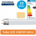 TUBO neon LED Professionale 150 cm 24W T8 Naturale DURALAMP in VETRO 10 PEZZI