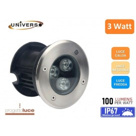 FARETTO SEGNAPASSO CALPESTABILE LED DA INTERRAMENTO 3W WATT SMD POWER LED IP65